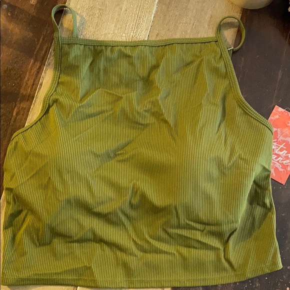 Kortni Jeane Other - NWT Ribbed Deep Olive Squared Up Top